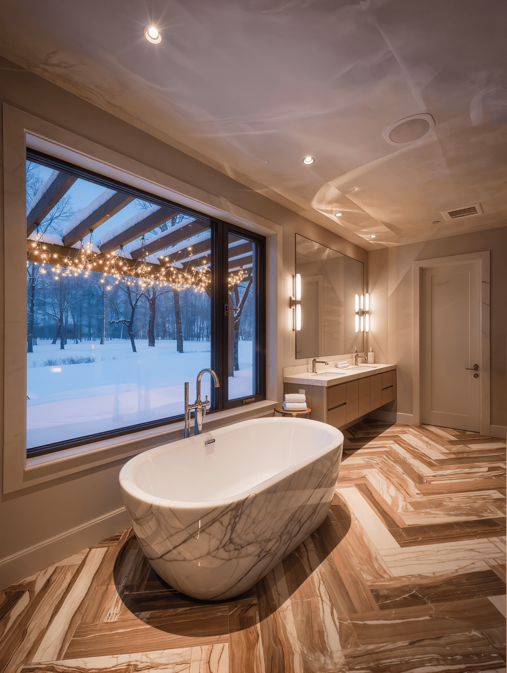 Heated marble floor master bathroom design concept — Stone Works Remodeling, Metro Detroit MI