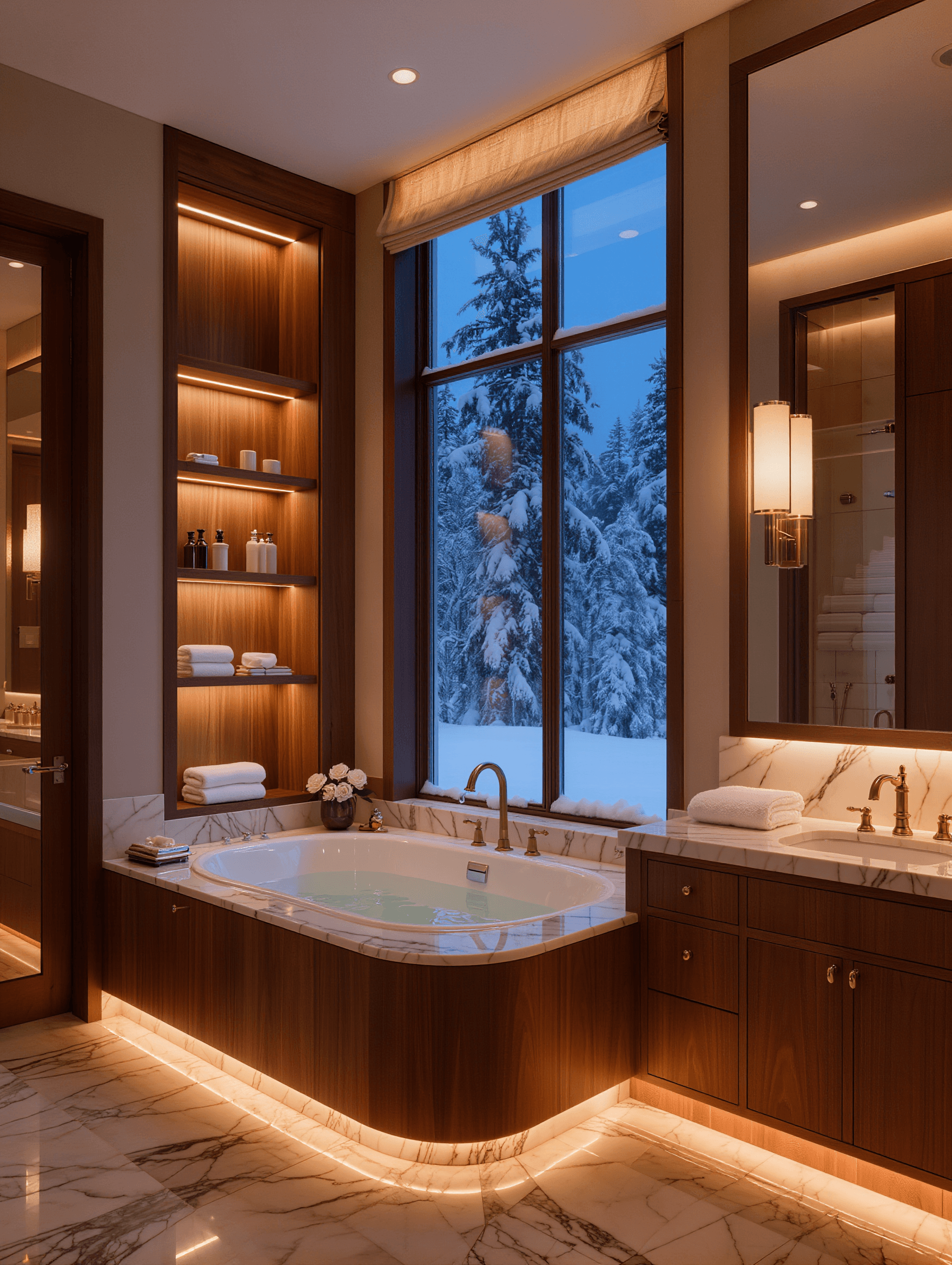 Winter night marble master bathroom design concept — Stone Works Remodeling, Metro Detroit MI
