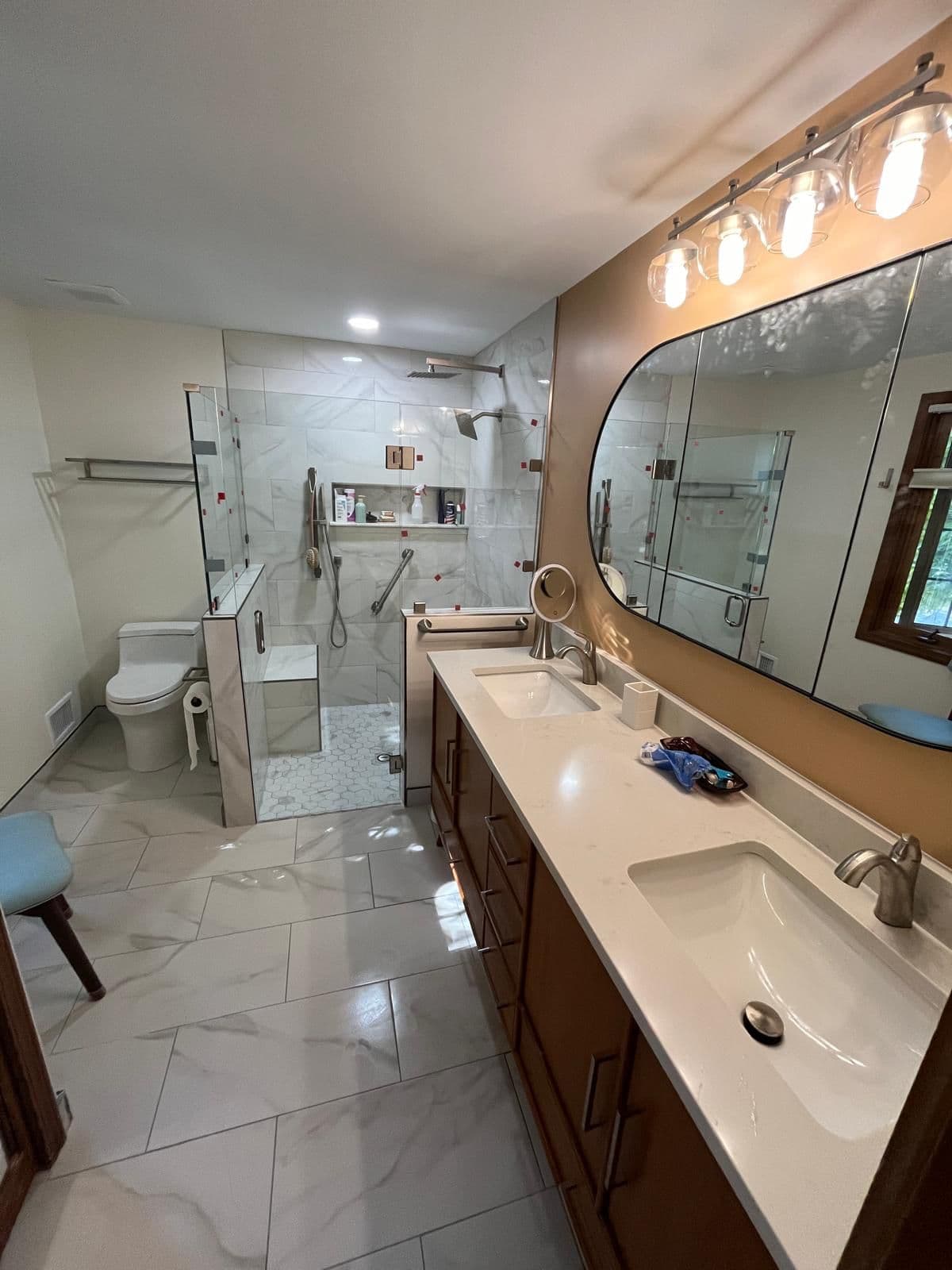 Tub-to-shower conversion in Plymouth, MI by Stone Works Remodeling